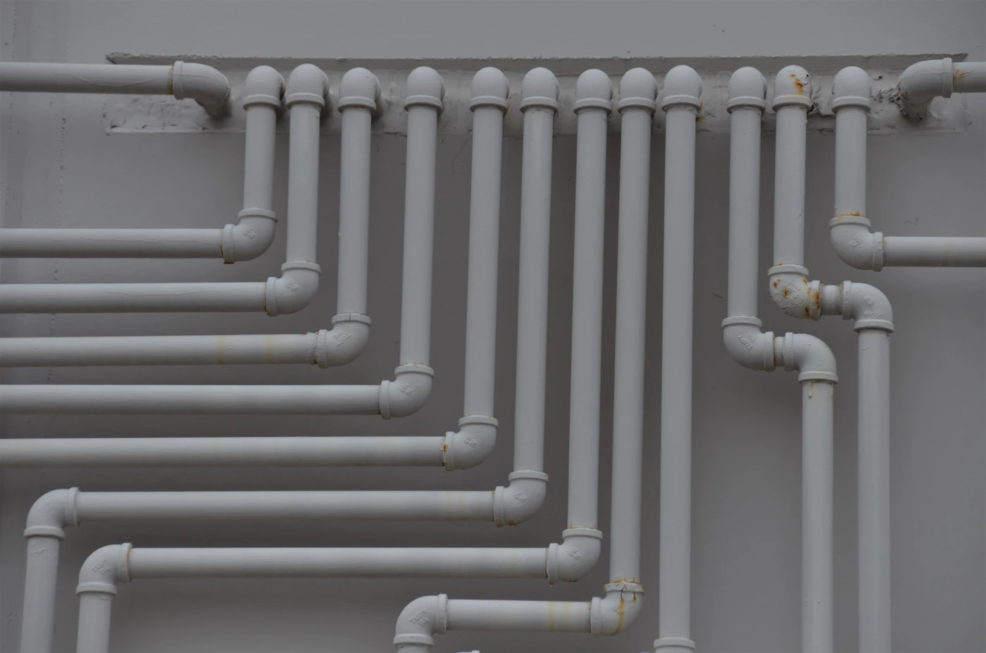 Close-up of household plumbing pipes