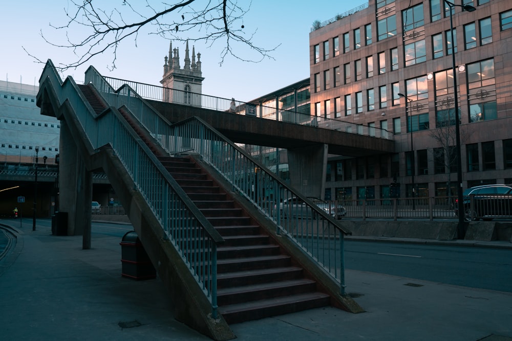 a set of stairs leading up to a building