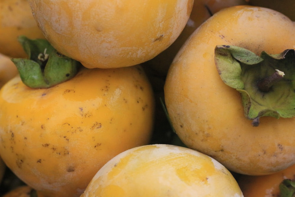 a close up of a bunch of yellow fruit