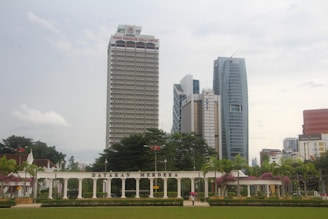 a city with tall buildings in the background