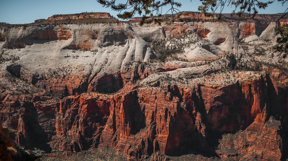 a view of a mountain with a lot of cliffs