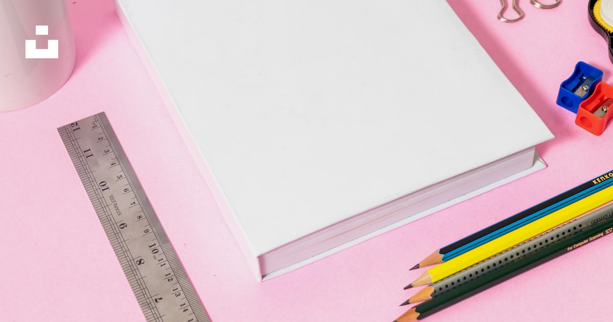 A notebook, pencils, ruler, tape, and pencils on a pink photo – Free ...