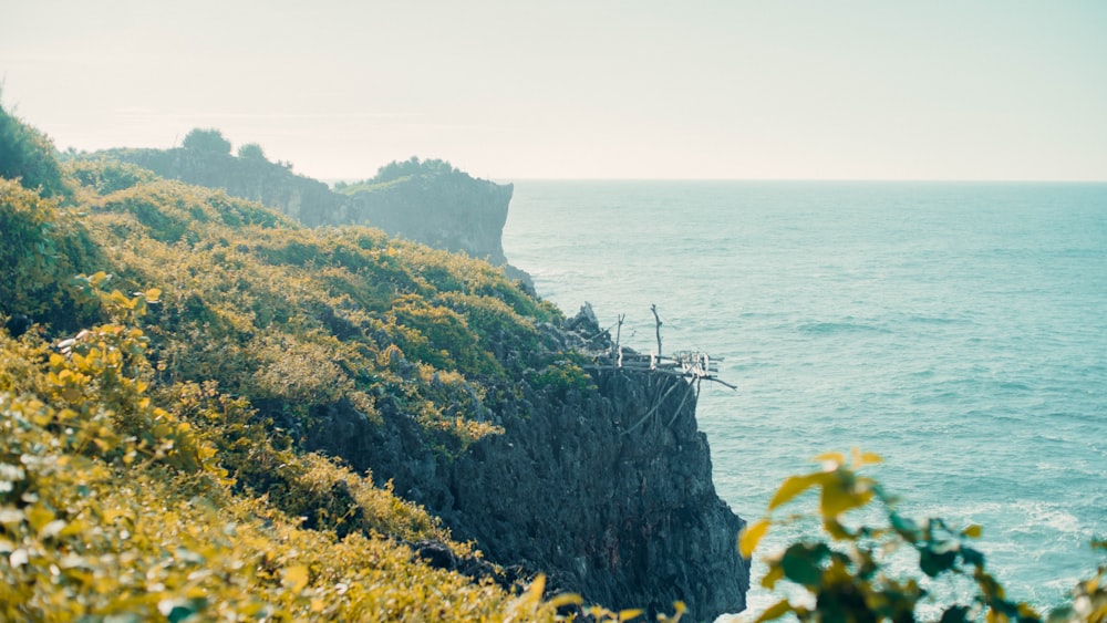 a view of the ocean from a cliff