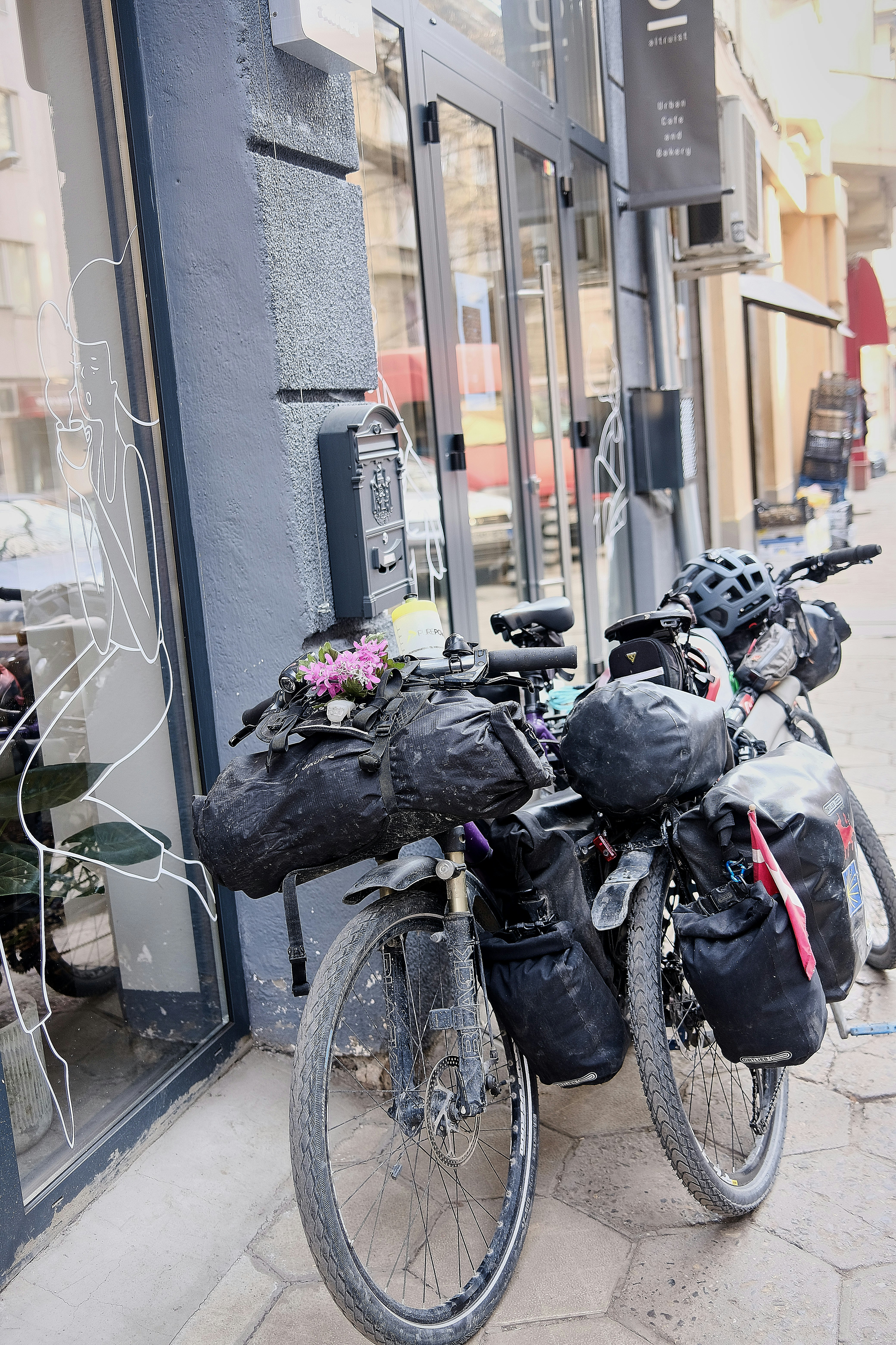 a couple of bikes parked next to each other