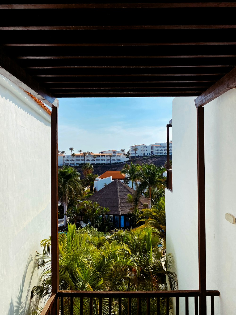 a view of a resort from a balcony