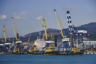 a group of boats that are sitting in the water