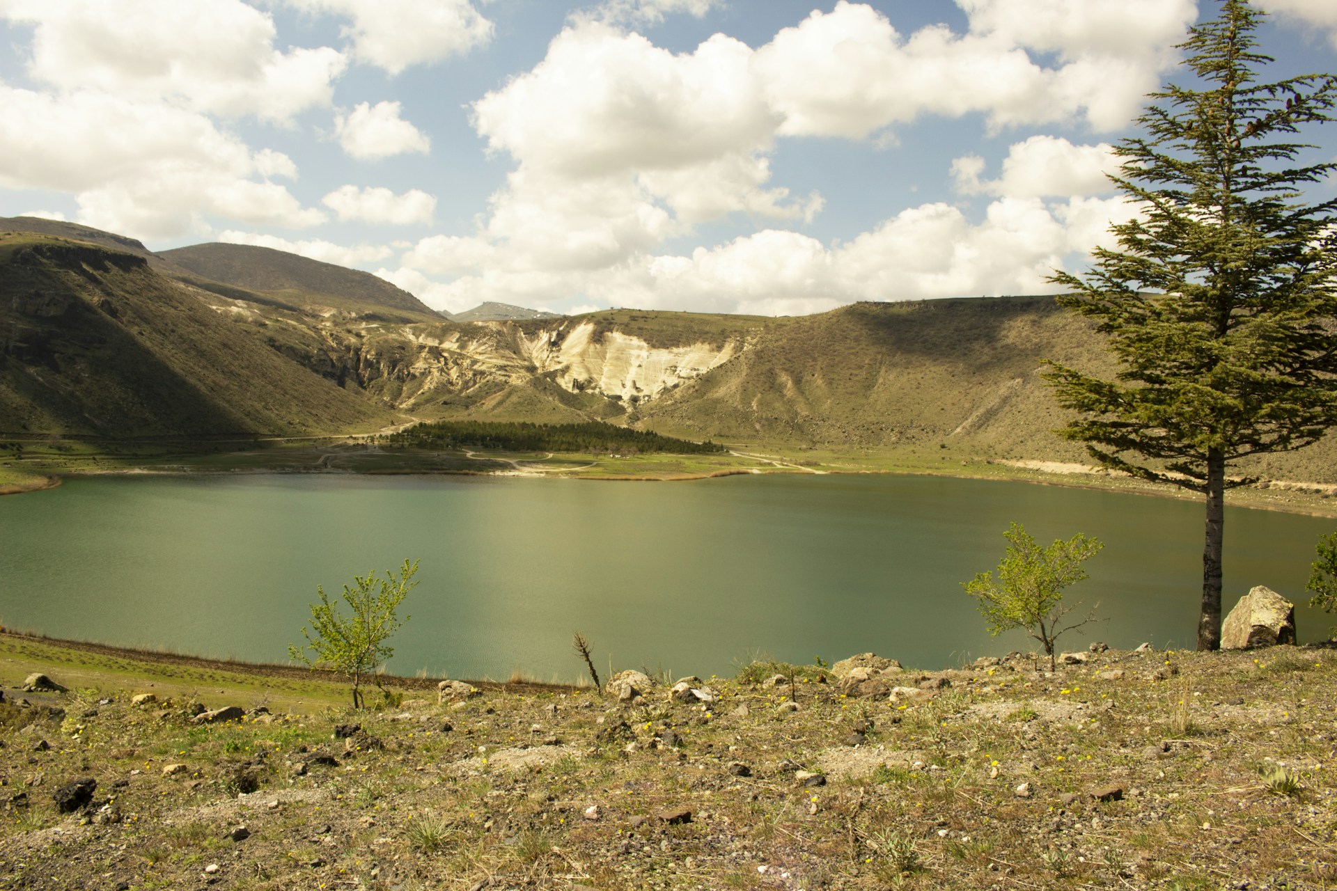a large body of water surrounded by mountains