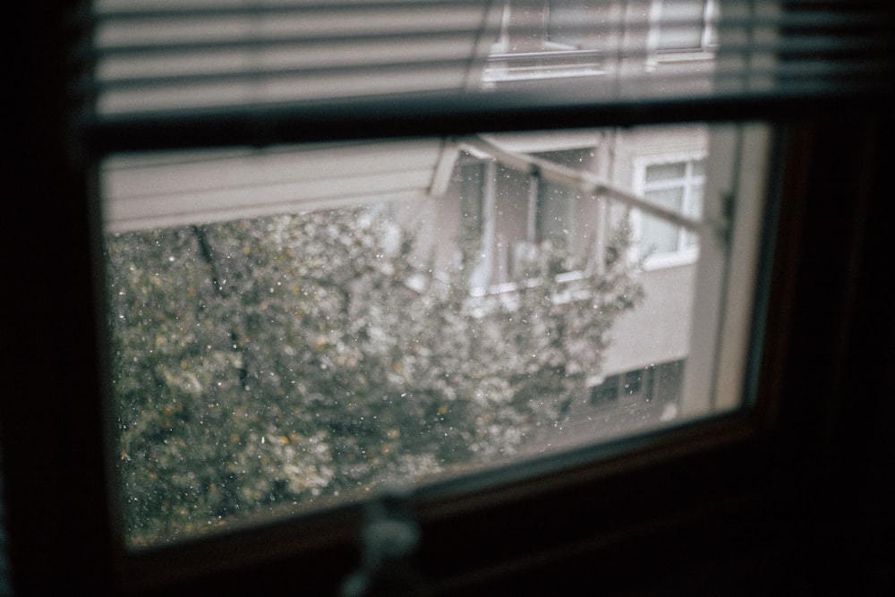 a view of a house through a window