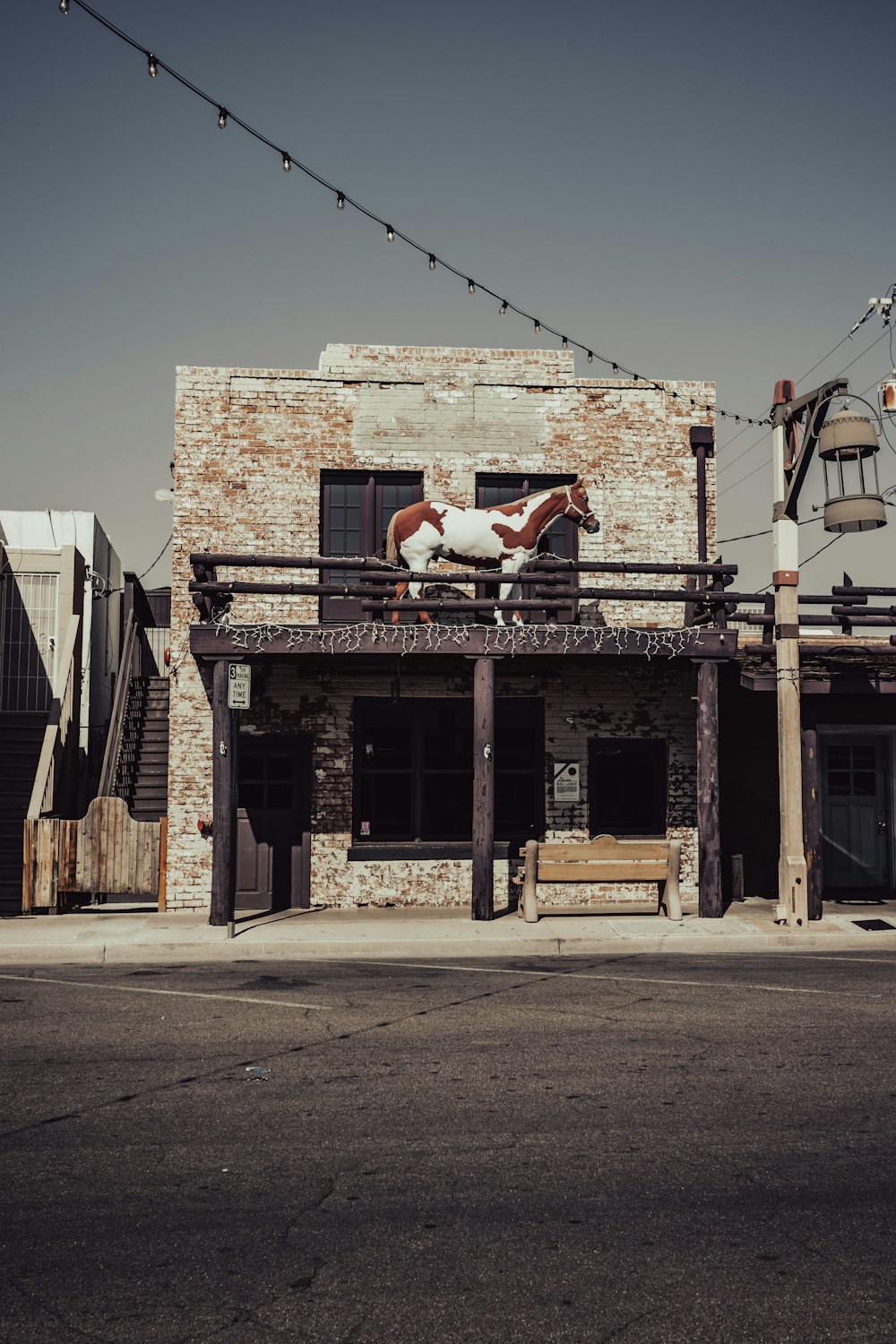 a horse that is standing on top of a building