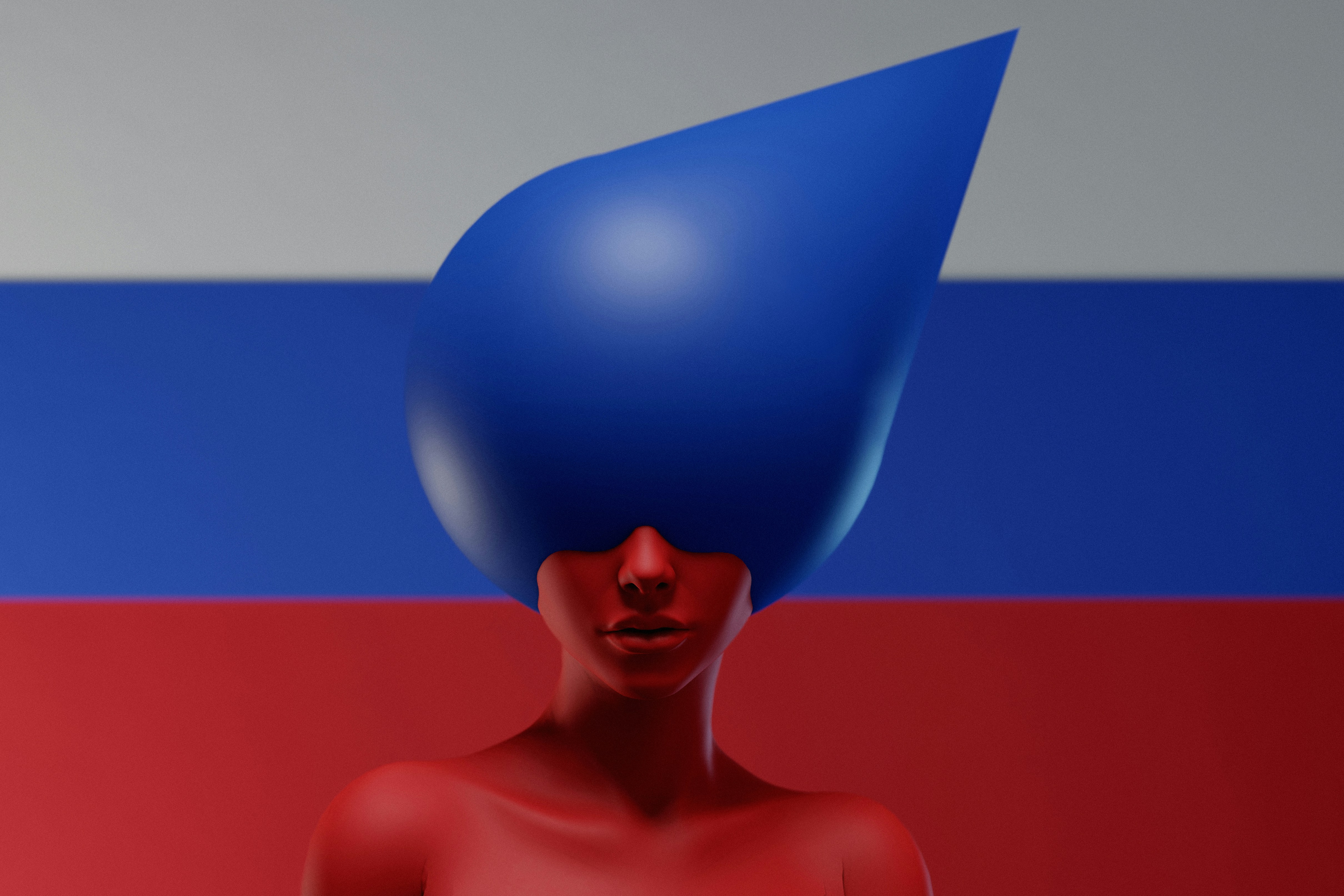 a woman with a blue hat on her head