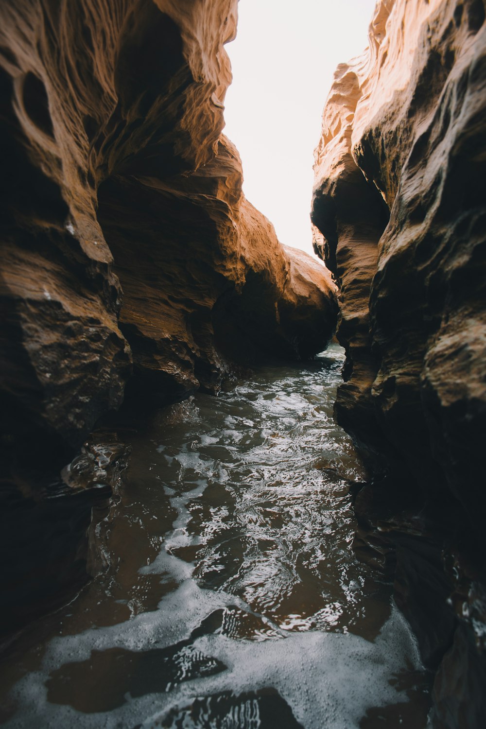 a narrow river in a narrow narrow canyon