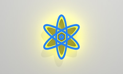 a yellow and blue logo on a white background