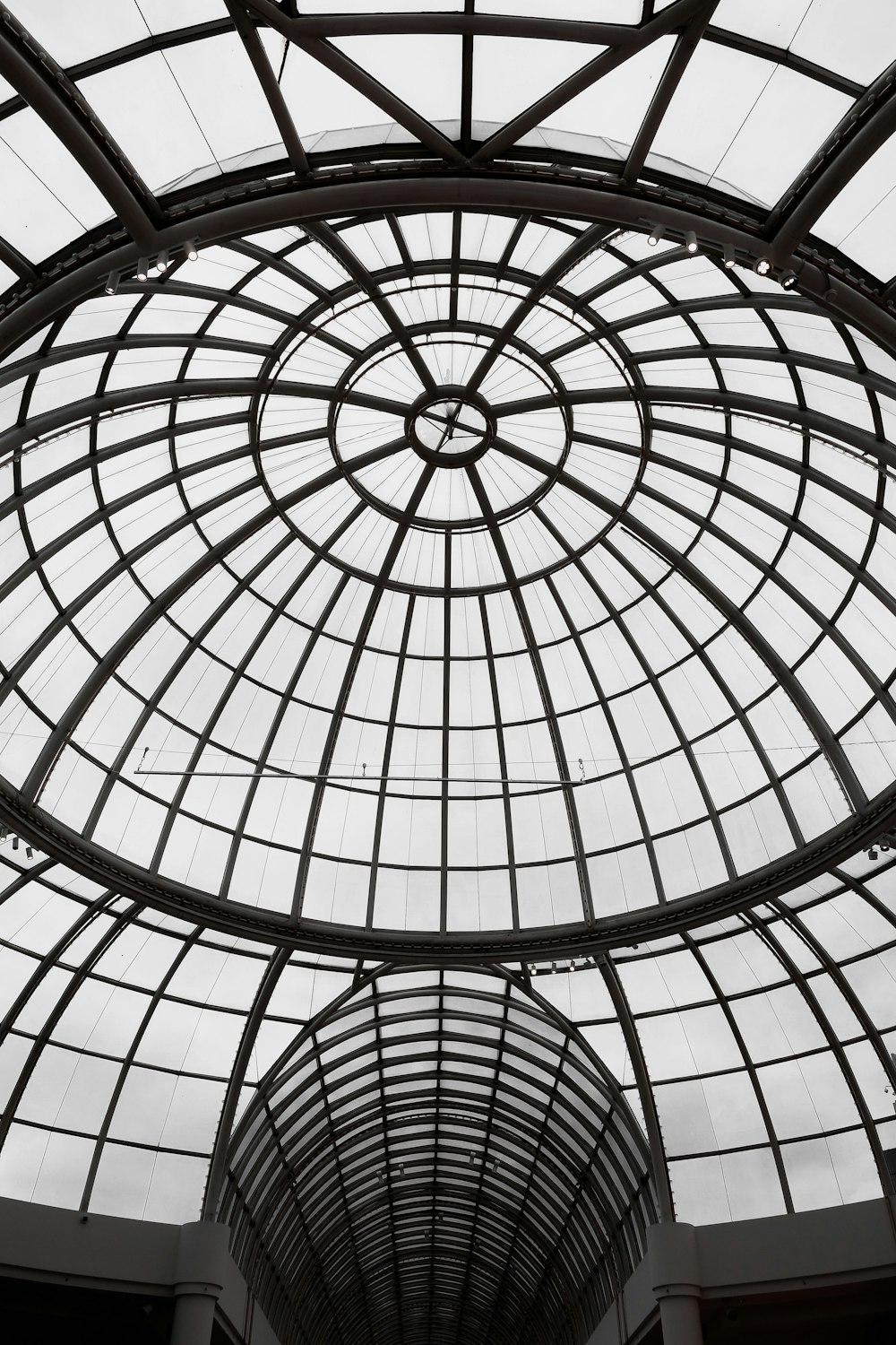 a large glass ceiling in a building