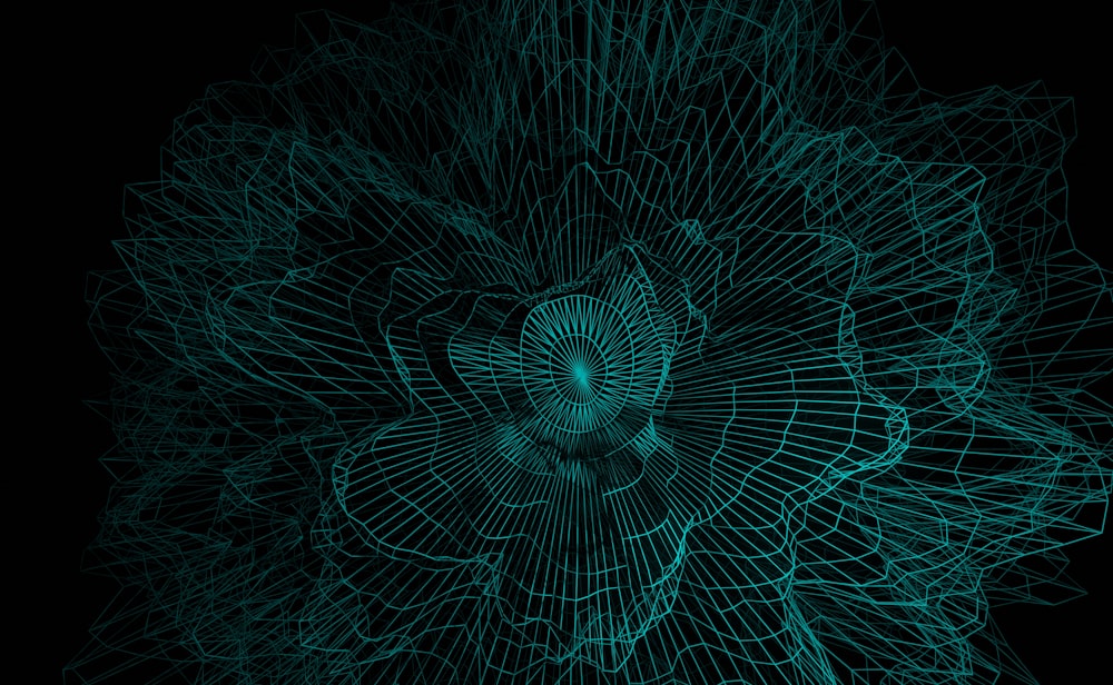 Una imagen generada por computadora de una flor sobre un fondo negro