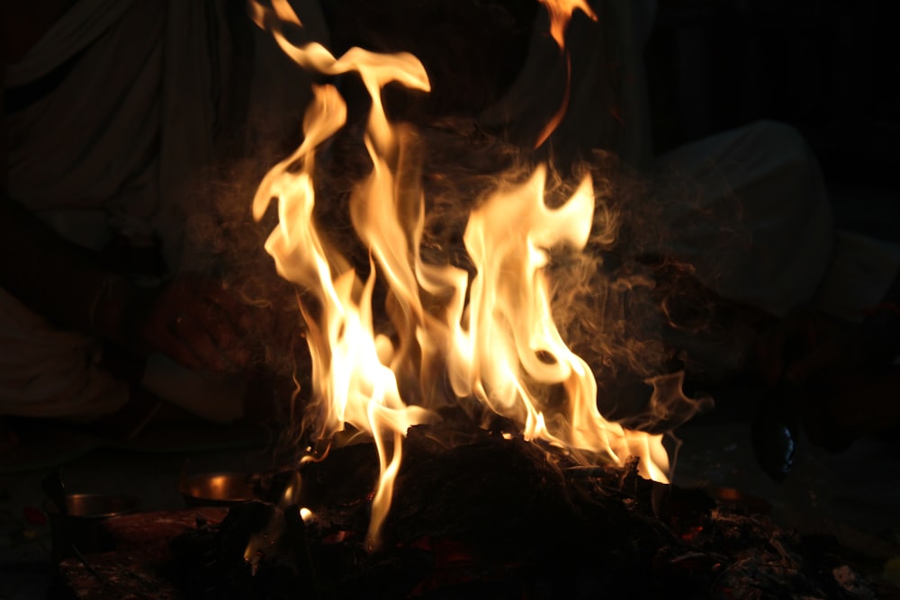 a close up of a fire with flames coming out of it