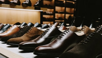 shoes on a leather chair