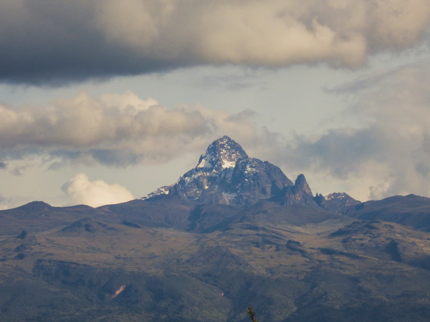 Mount Kenya snow-capped peak in the distance