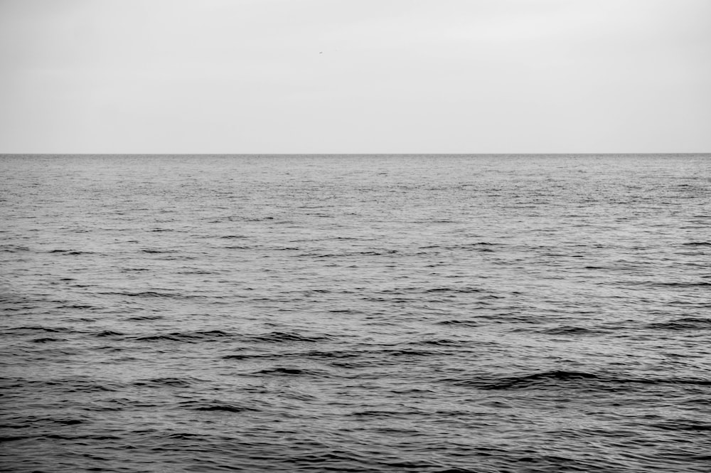 a black and white photo of a large body of water