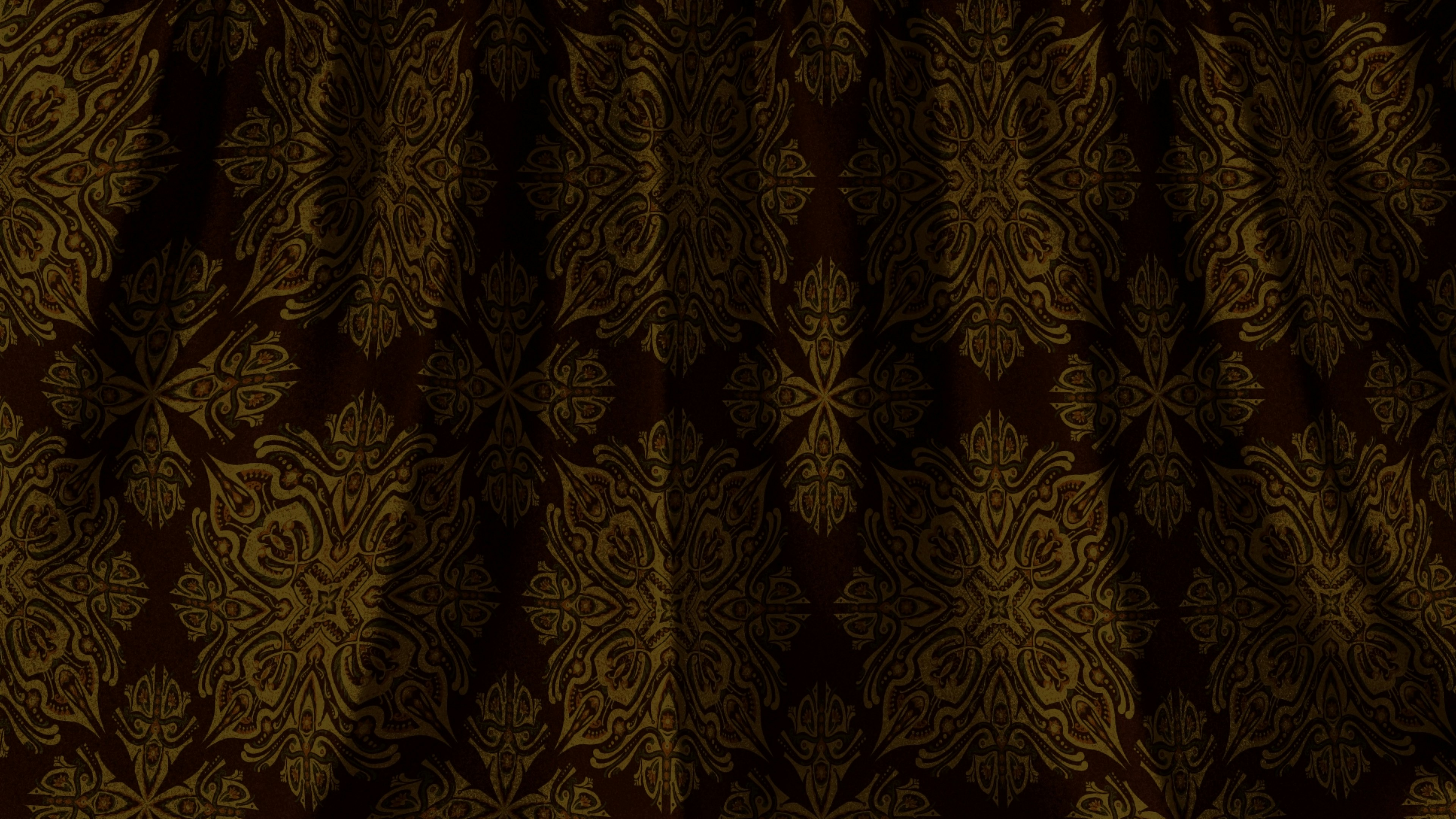 a brown and gold wallpaper with a pattern on it