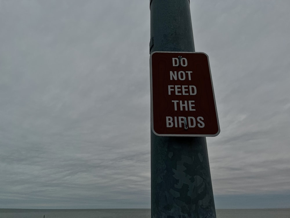 a do not feed the birds sign on a pole