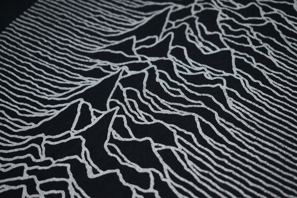 a close up of a black and white pattern