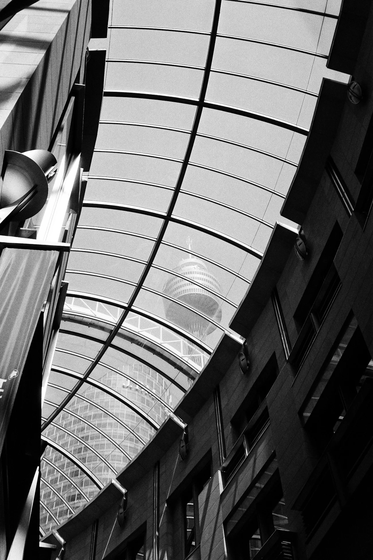 Black and white photo of a curved architectural ceiling representing considered decision making