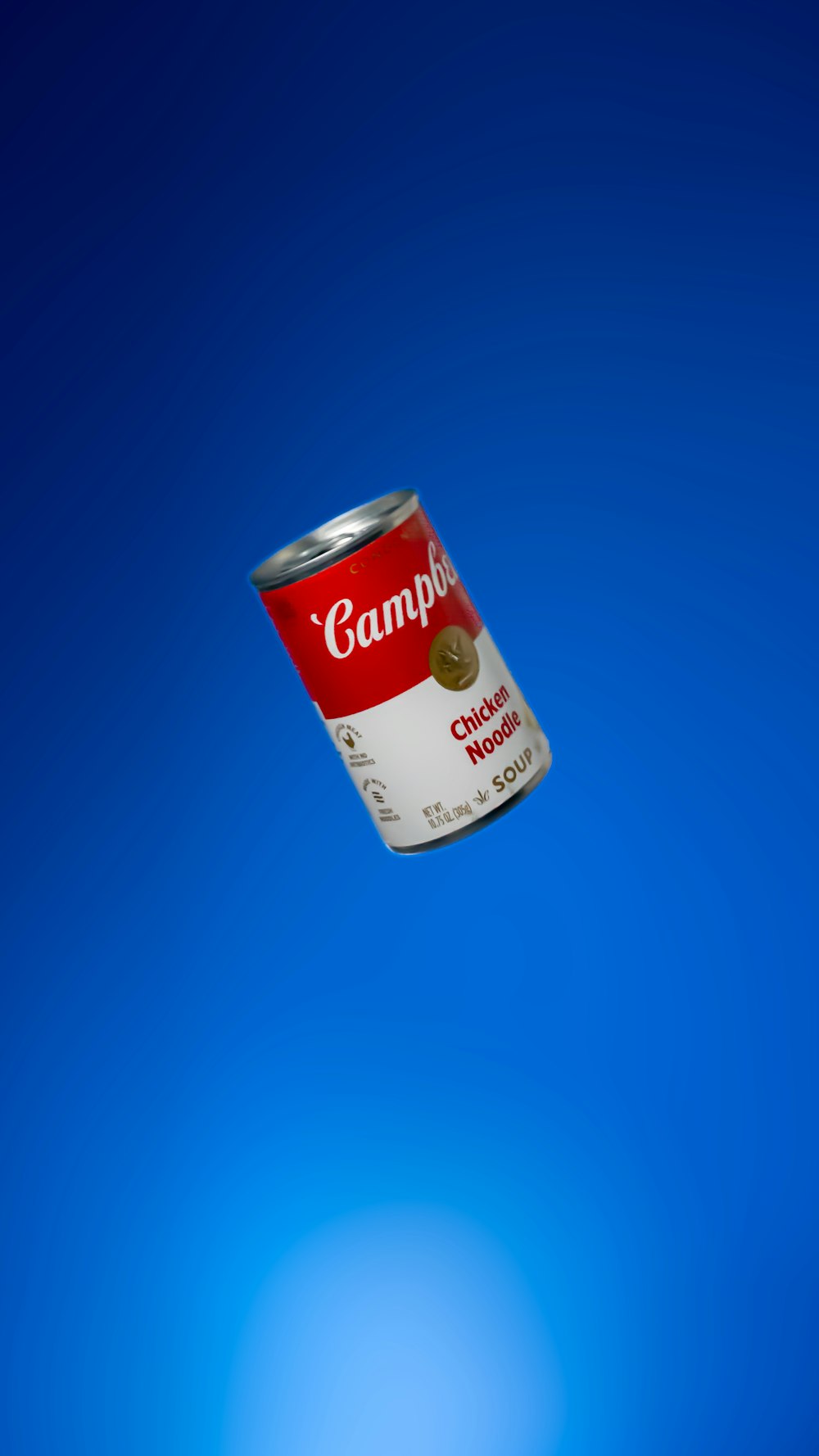 a can of soup flying through the air