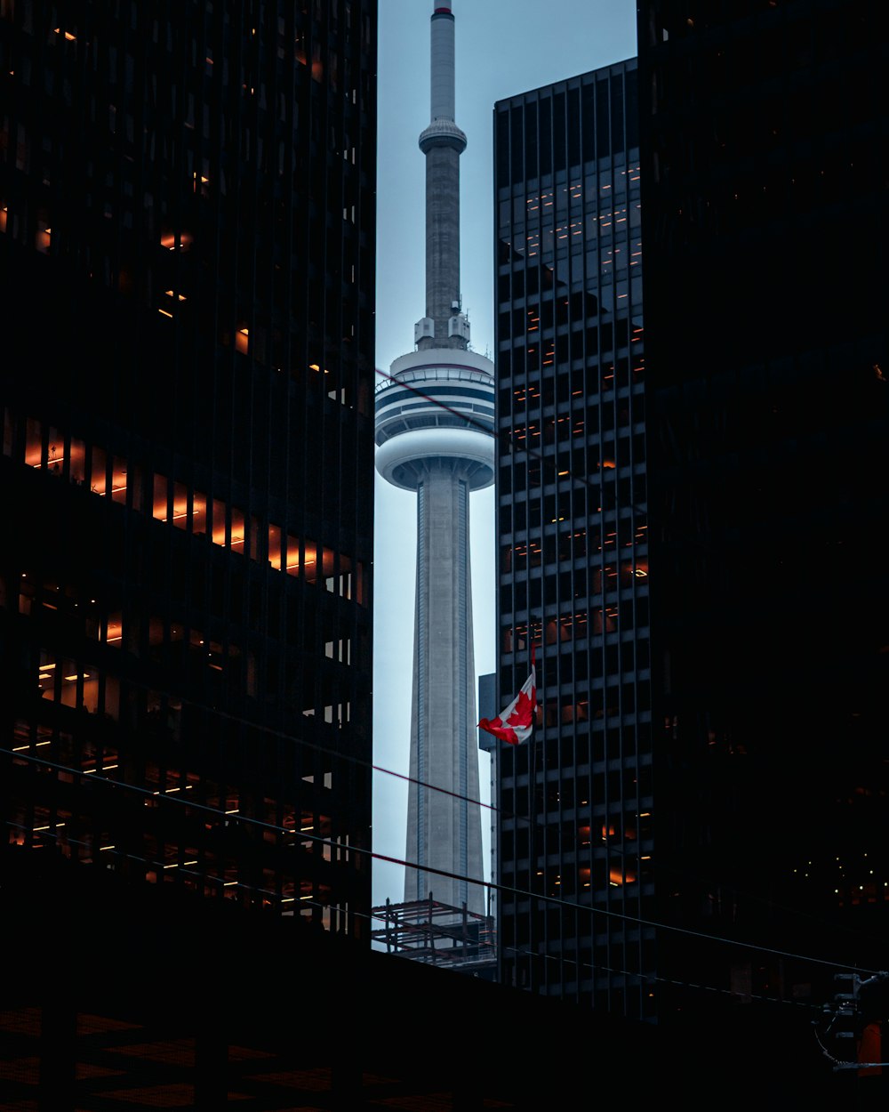 a view of the cn tower from across the street
