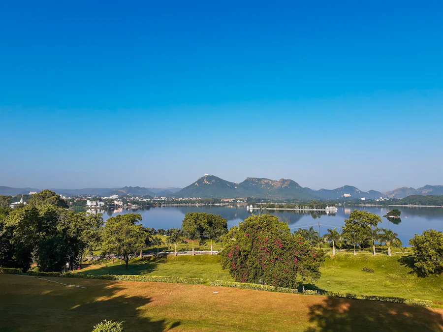 Lake and hills landscape
