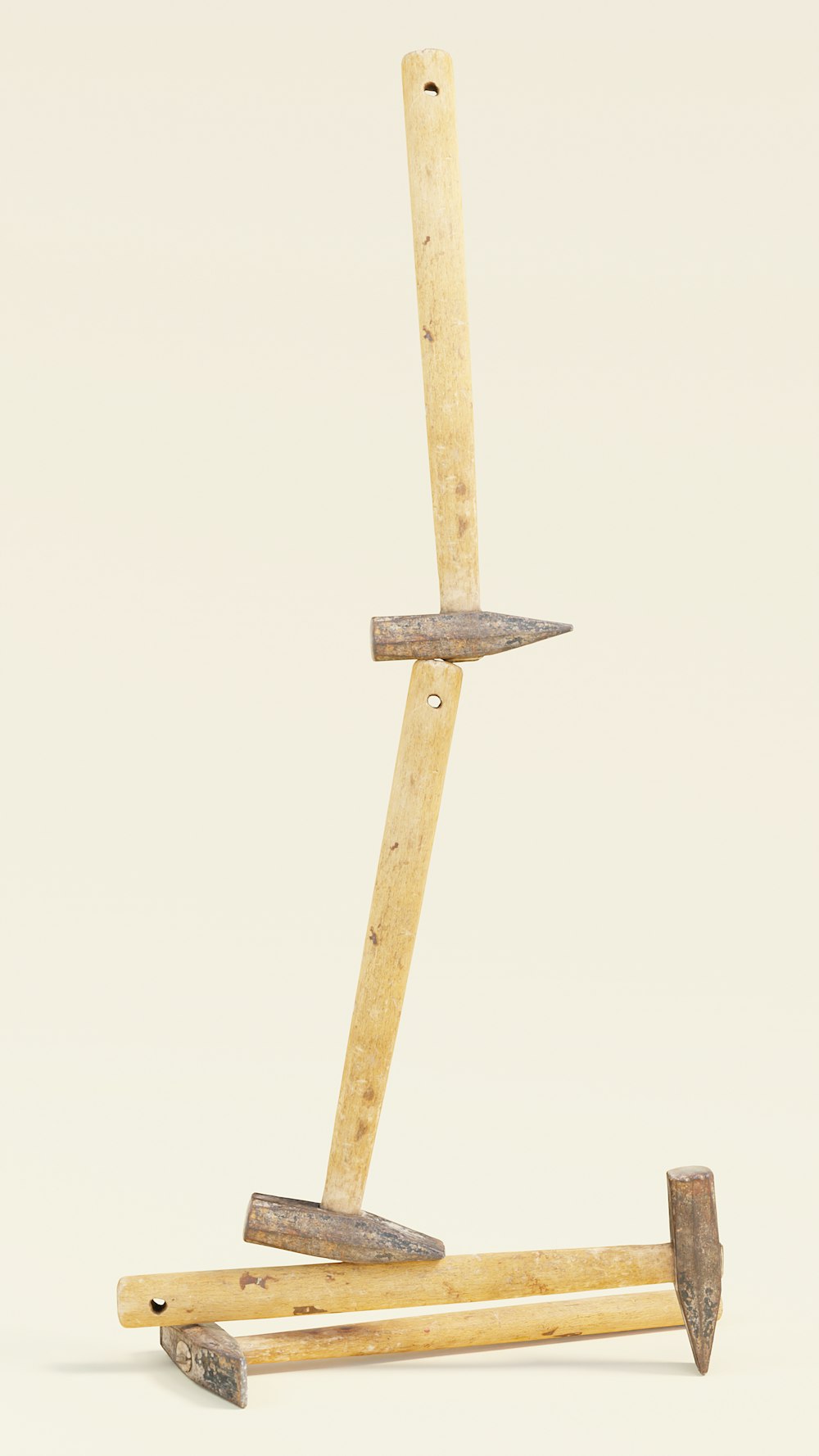 a wooden object with a long stick sticking out of it
