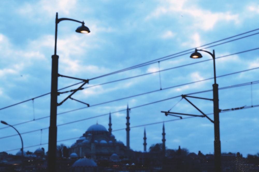 a view of a mosque from a distance