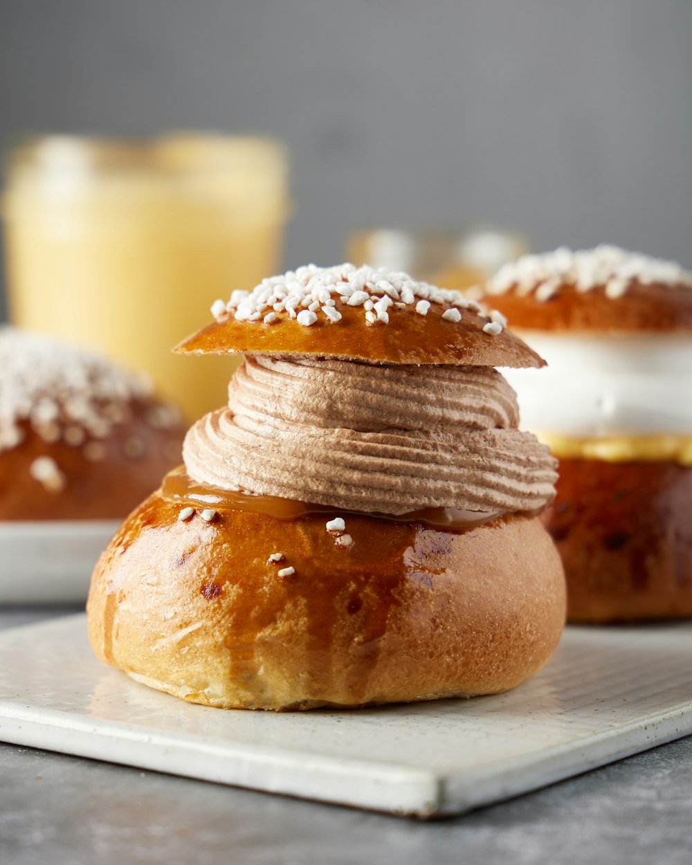 a close up of a pastry on a plate