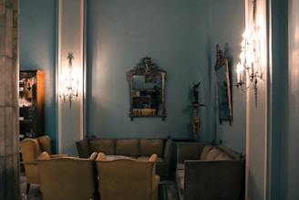 Elegant antique-filled room with baroque decor and vintage furniture.