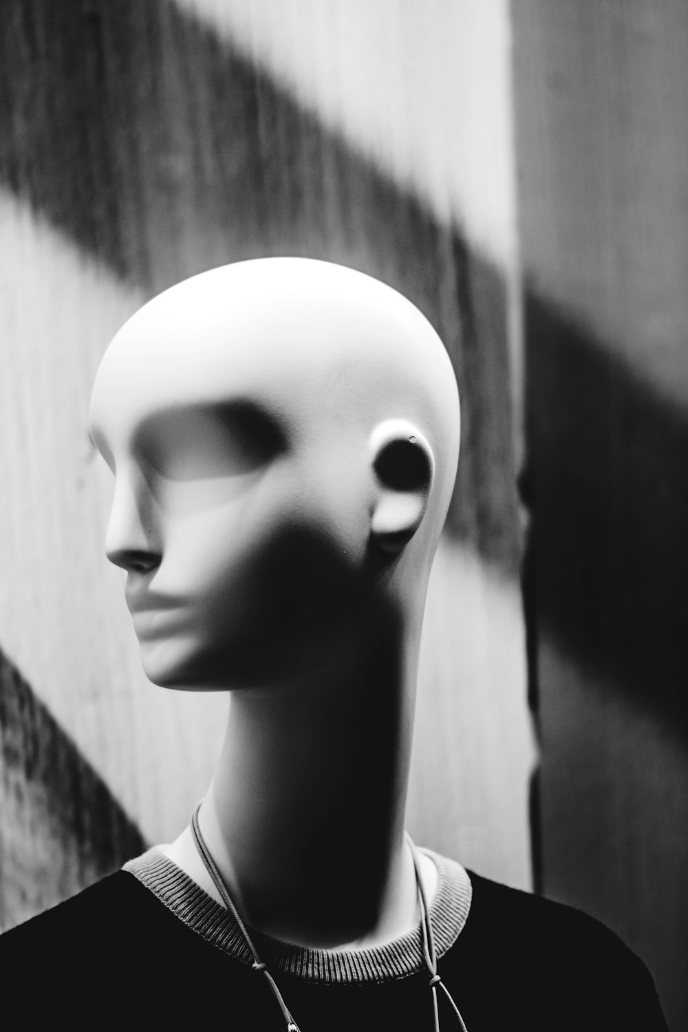 a mannequin's head with a necklace on it