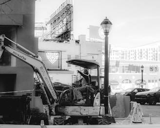 a black and white photo of a construction site
