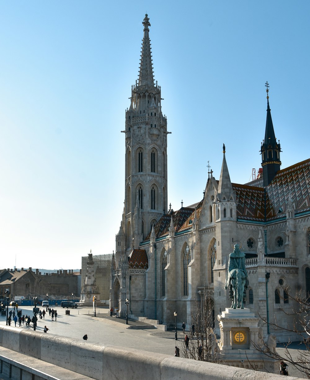 a church with a clock on the side of a building