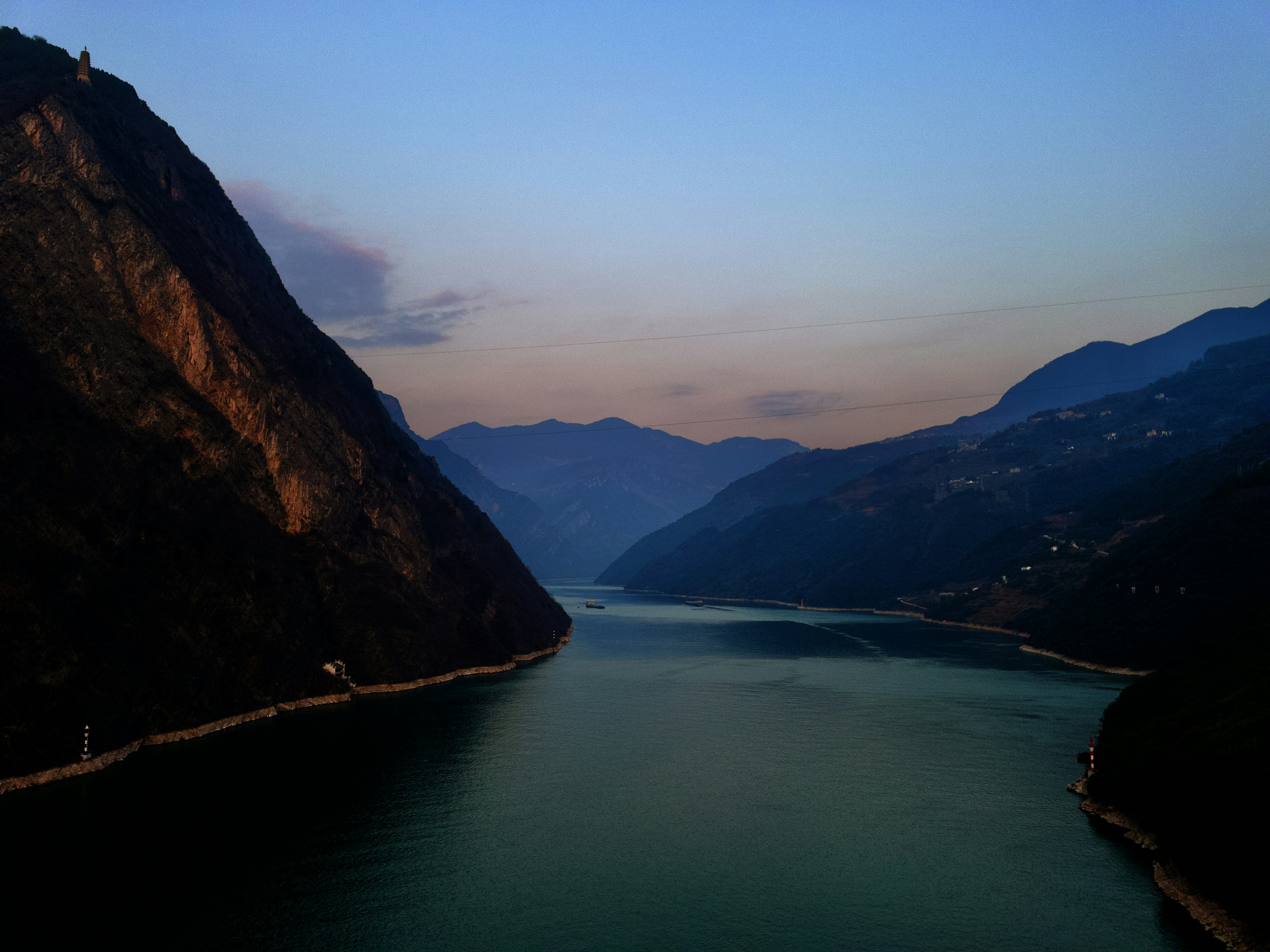 a large body of water surrounded by mountains