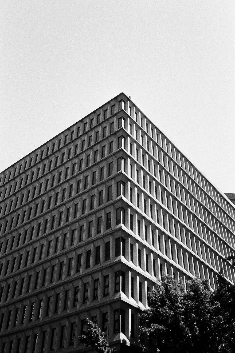 a black and white photo of a tall building