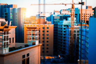 a view of a city from a high rise building