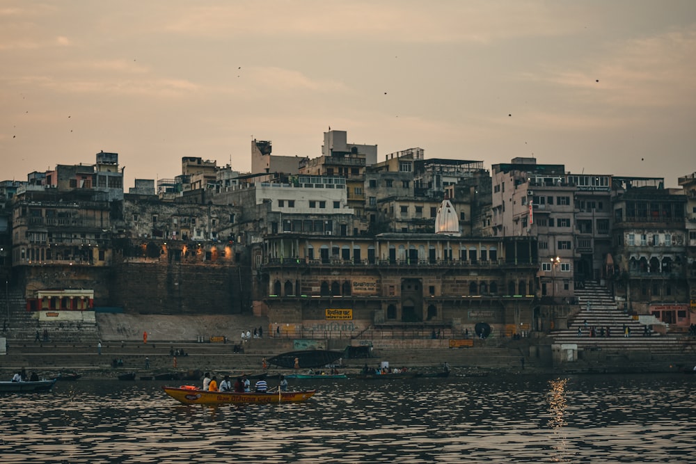 a boat floating on top of a body of water