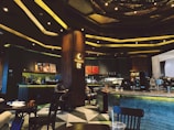 A modern café setting with robotic service.