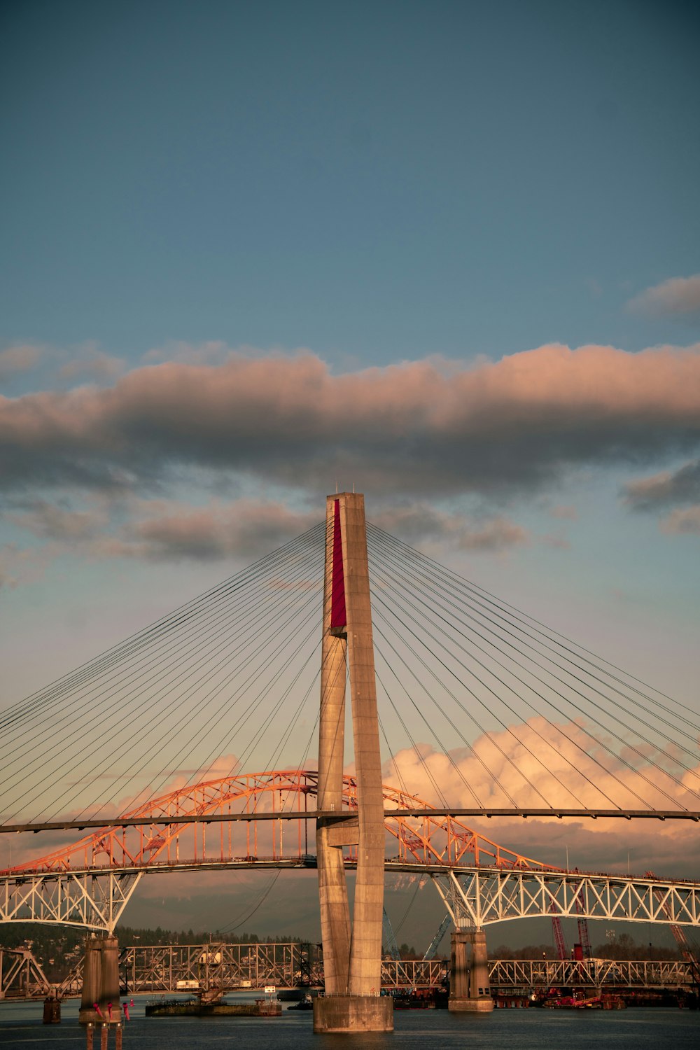 a large bridge spanning over a large body of water