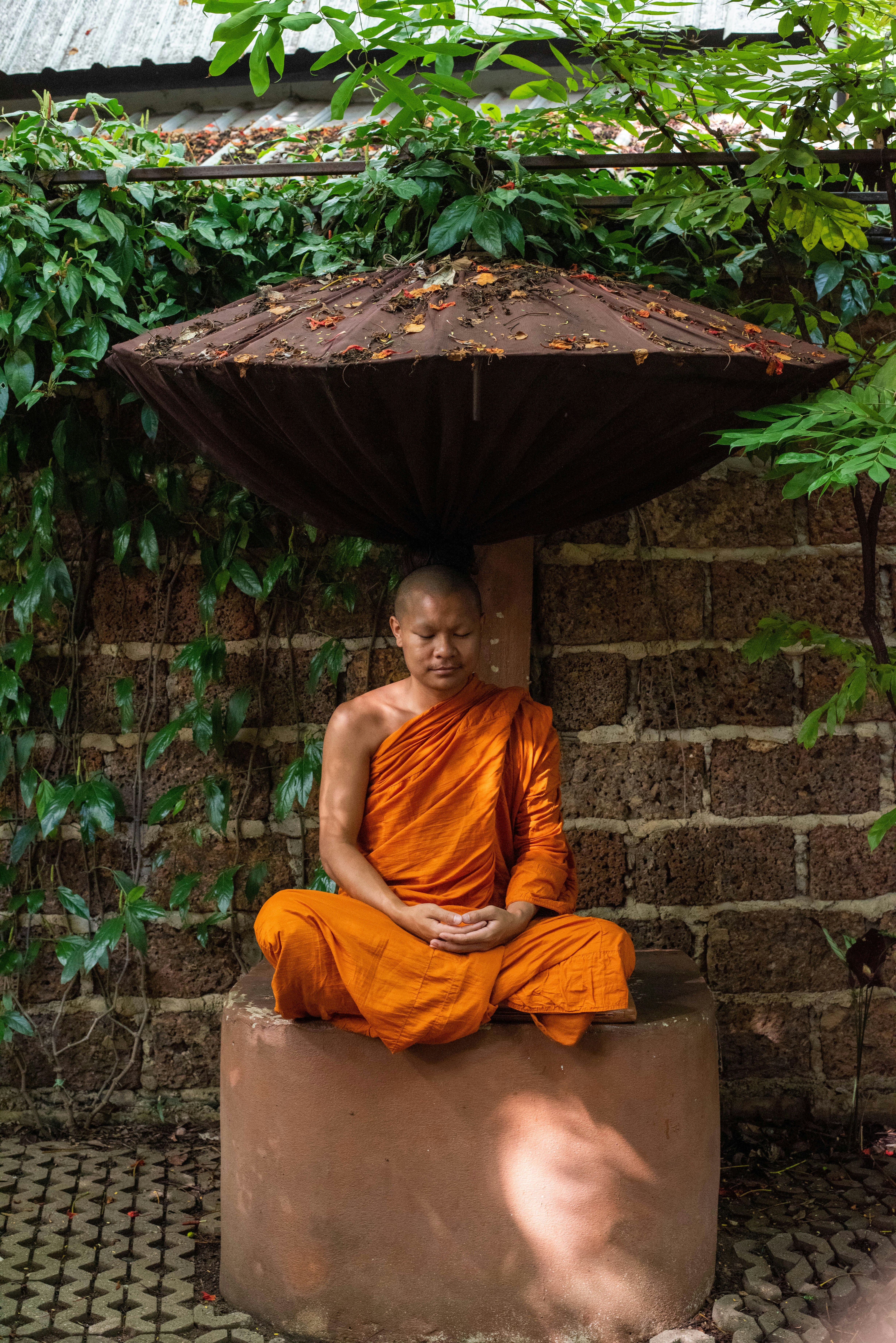 Person Meditating in Monsoon