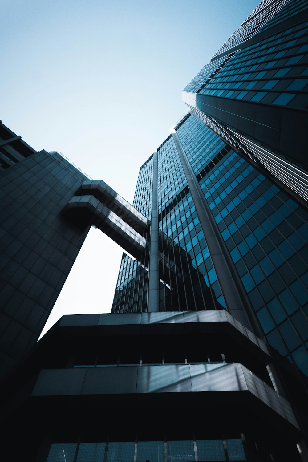 looking up at a tall building in a city