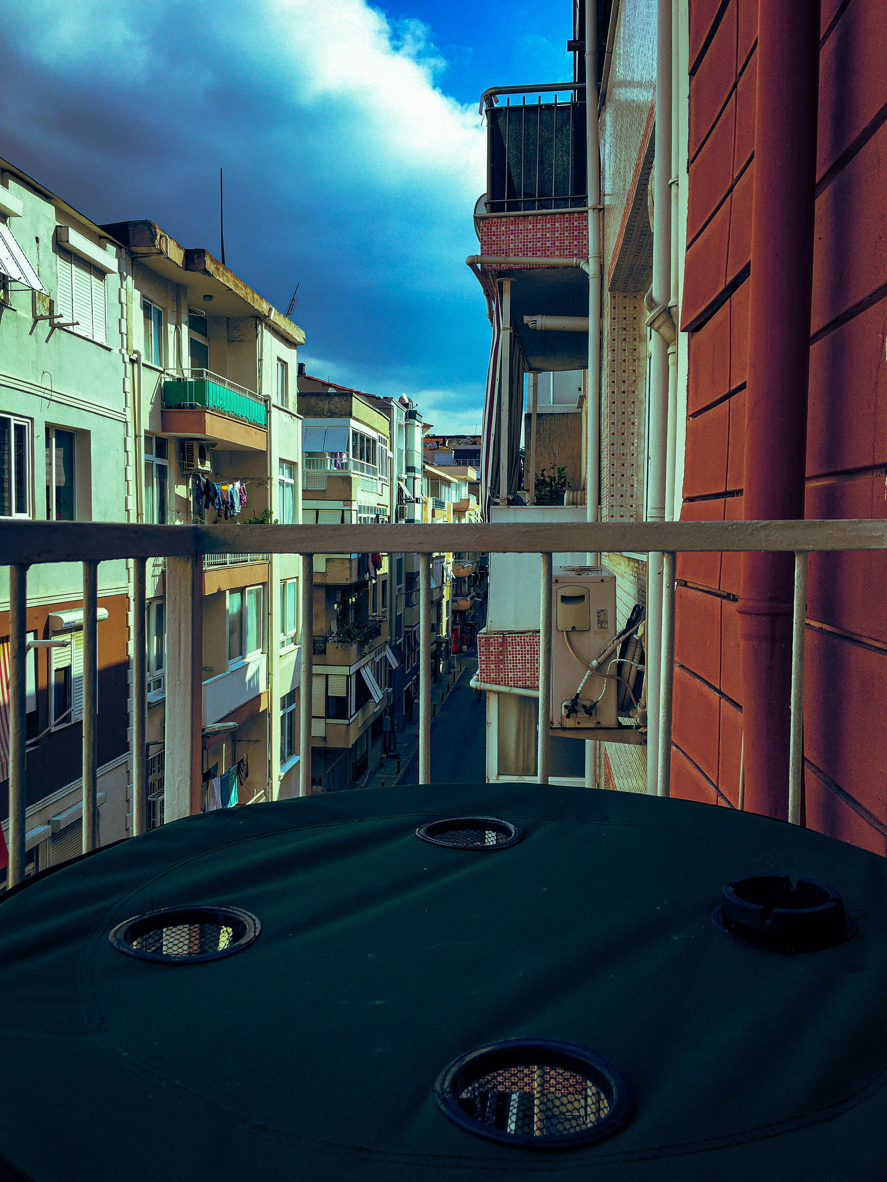a view of a city from a balcony