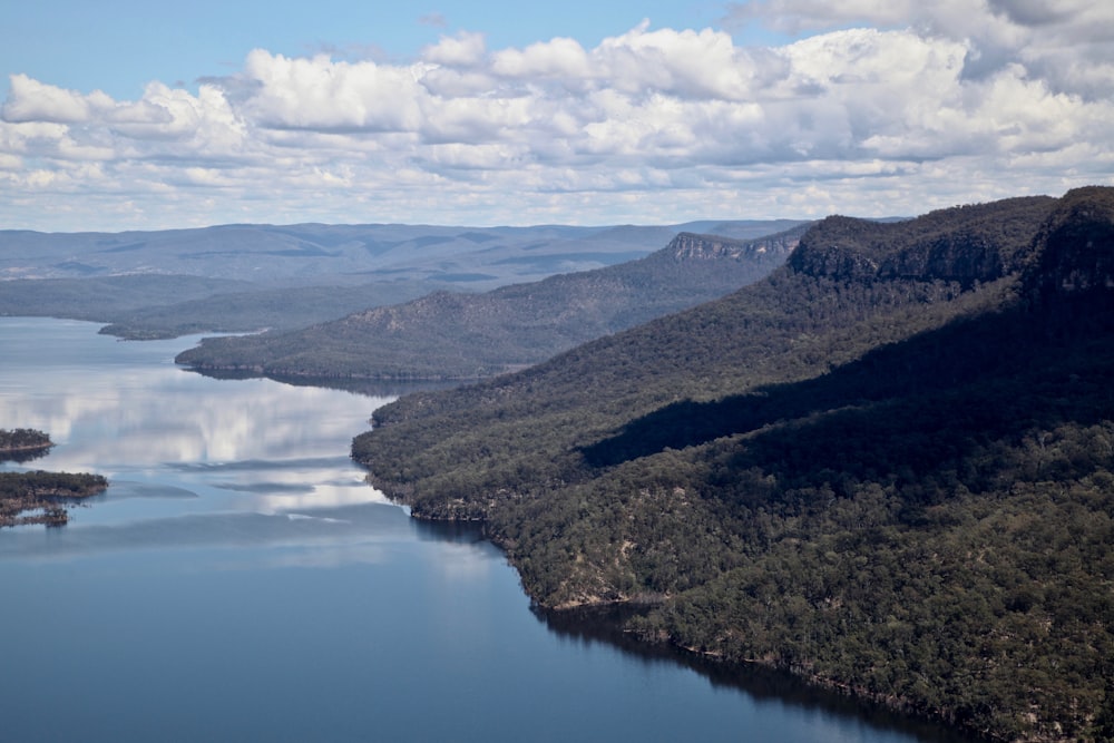 a large body of water surrounded by mountains