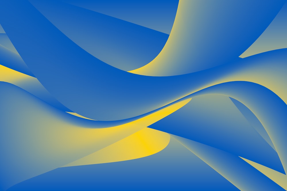 a blue and yellow abstract background with curves
