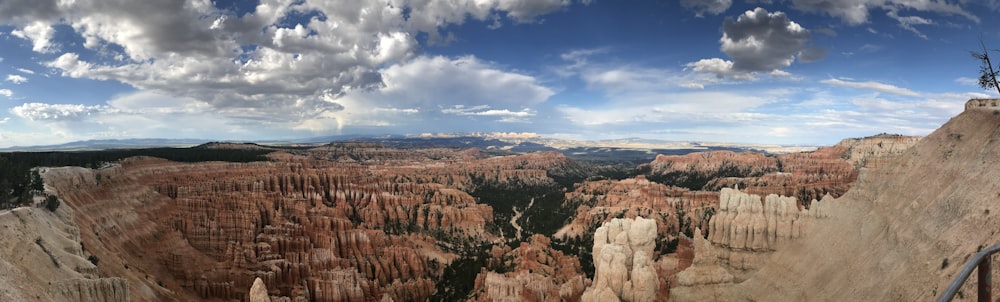 a panoramic view of a canyon in the mountains