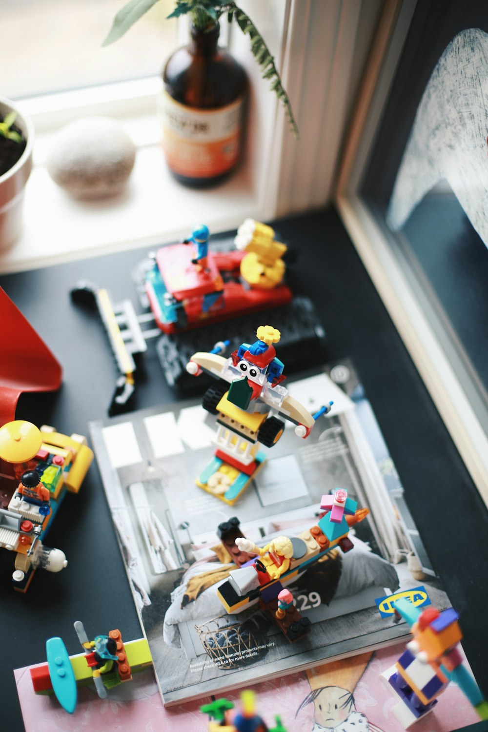 a group of toys sitting on top of a table