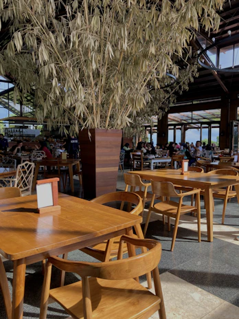 Spacious and welcoming interior seating area with warm lighting.